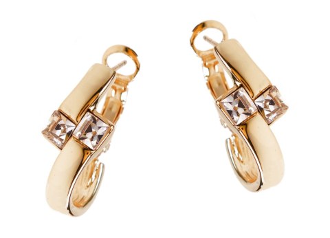 Kolczyki eleganckie z cyrkonią - pozłacane Kolczyki eleganckie z cyrkonią - pozłacane